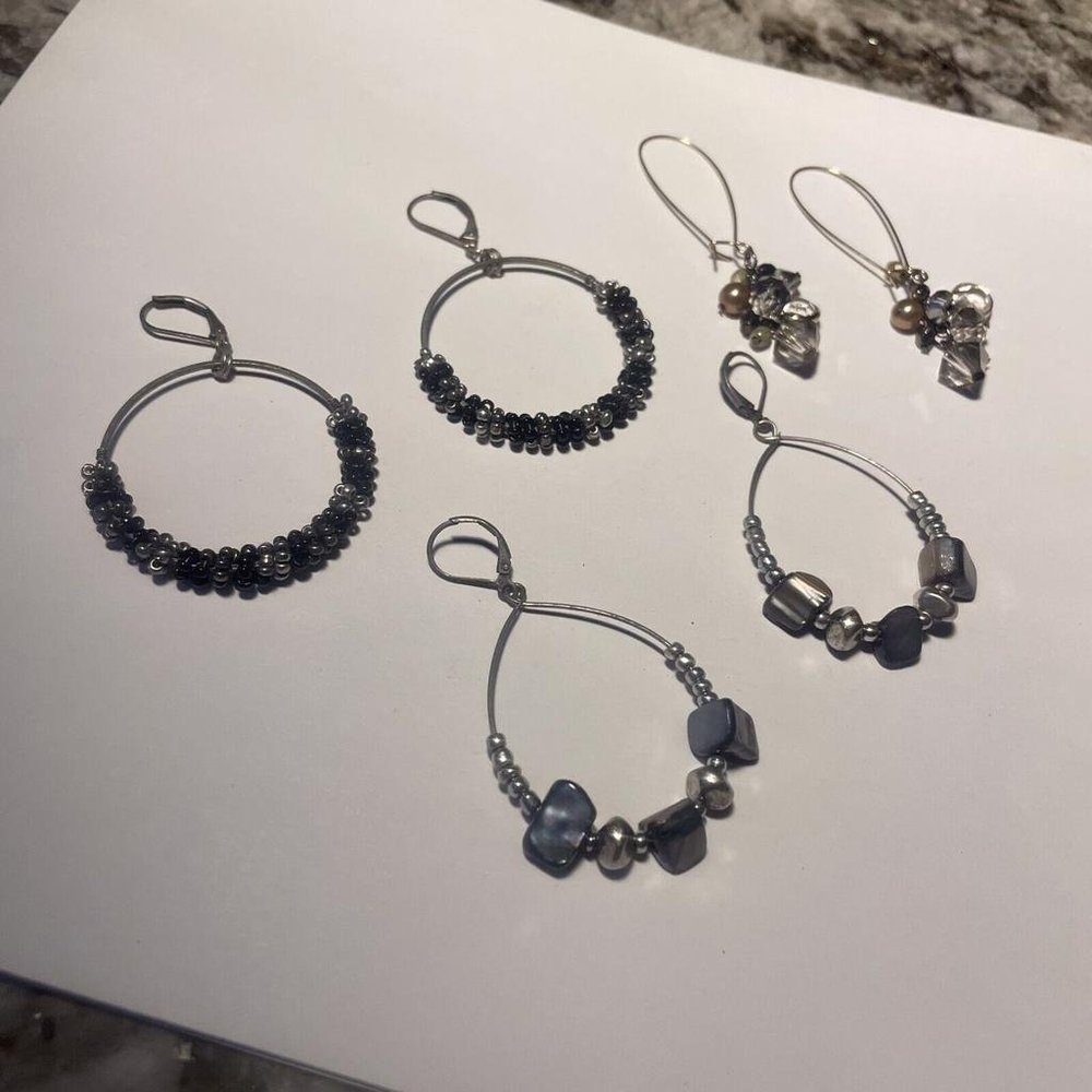 Lot Of 3 Costume Earrings Pierced Dangle Mix - Beaded / Bead
